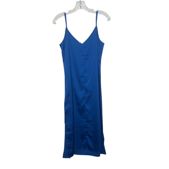 The Drop Ana Slip Dress Womens Small Blue New Silky Adjustable Straps - Picture 2 of 12